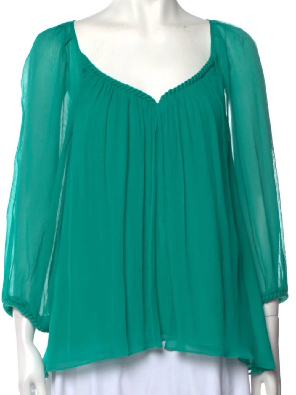 Diane von Furstenberg silk teal blouse size 10